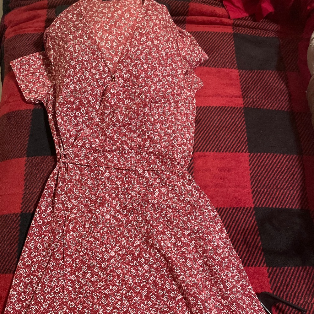 Floral Print long wrap dress